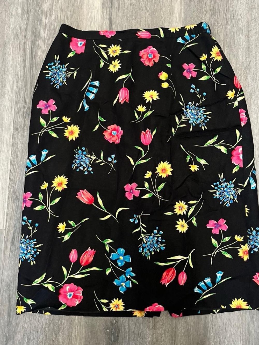 Appleseed's Black Floral Pencil Skirt with Bright Blooms